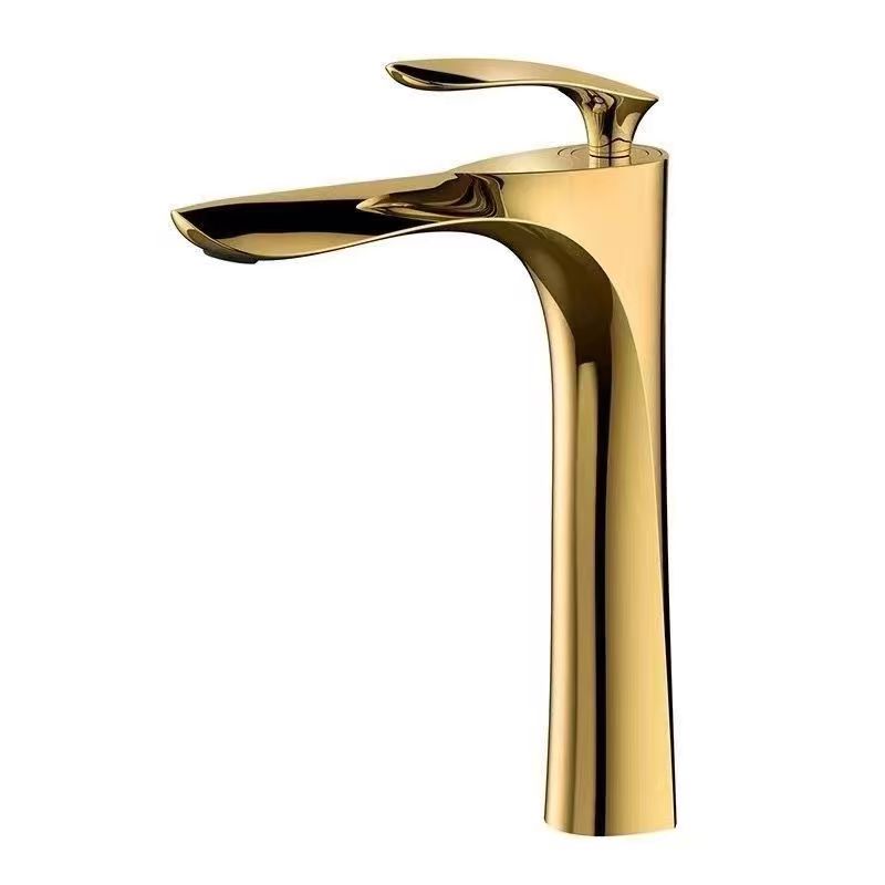 Gold tall faucet with single lever